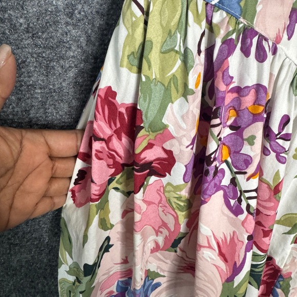 Moda Int'l Dress Women XS Floral Cold Shoulder Midi‎ Cottage Praire Garden Vtg - Picture 7 of 13